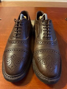 Allen Edmonds Strandmok Mens Size Brown Tumbled Calf Brogue Dainite Soles US7.5D
